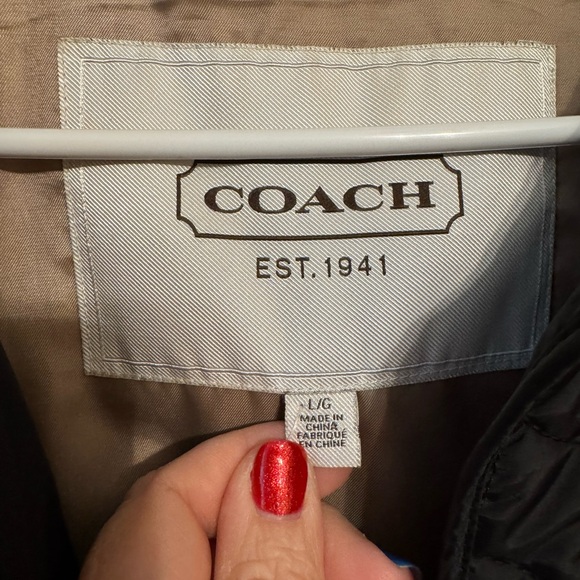 Quilted Coach black jacket tan interior size L women - Picture 7 of 7